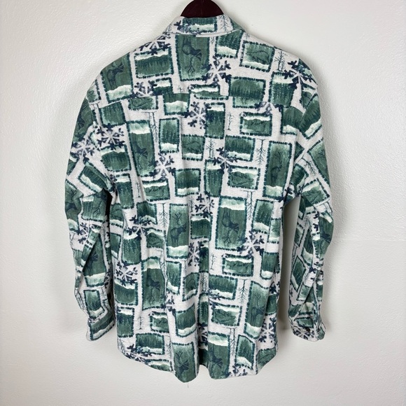 Vintage Woolrich Button Up Shirt Allover Elk Print 100% Cotton Women’s Size M - Picture 4 of 6